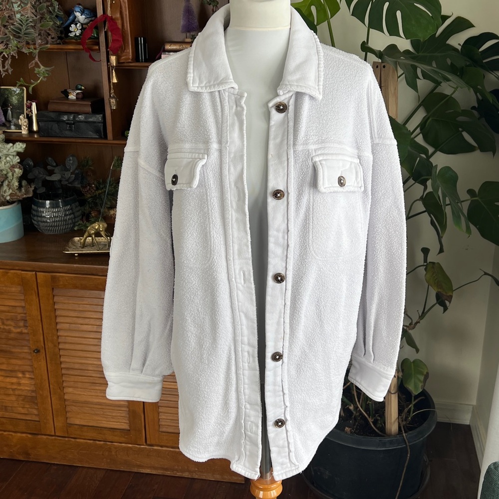 *Free People Light Grey Ruby Button-Up Jacket Shacket XS